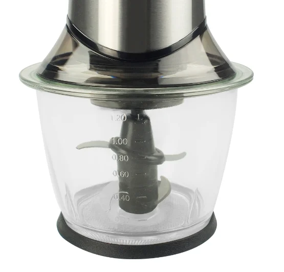 Food Chopper with 1.2L glass for mincing and mixing meat, fruits and vegetables for easy and safe one-click operation
