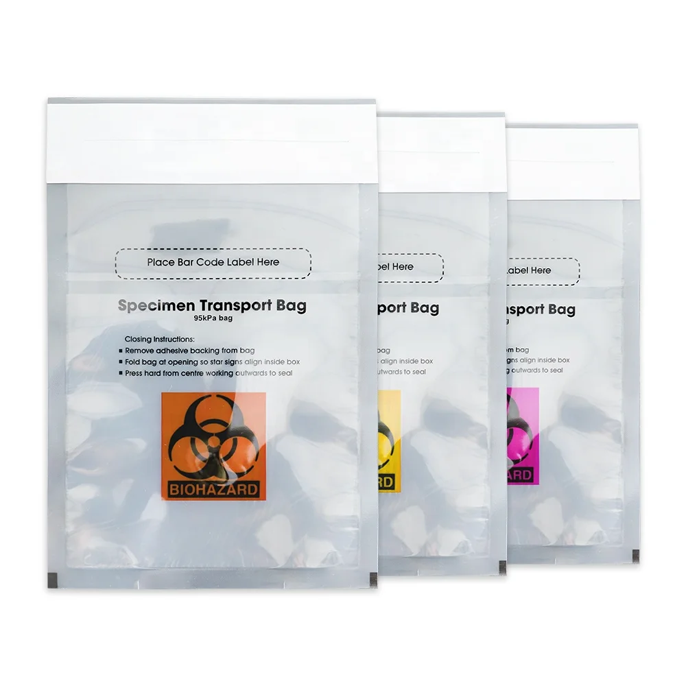 Hot Sale LDPE 95kpa Absorbent Specimen Transport Bag Bio Hazard Zipper Bags for Lab & Hospital Medical Use PE Plastic Packaging