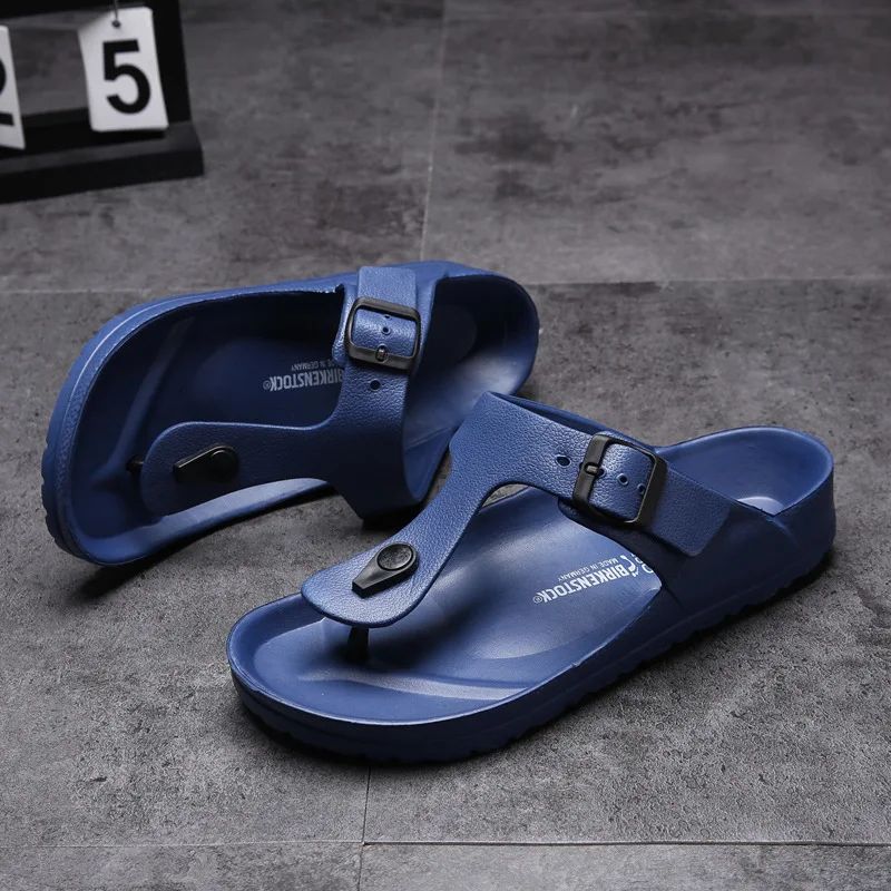 Лидер продаж на Amazon AliExpress, пляжные мужские Тапочки большого размера, плоские Нескользящие мужские шлепанцы с пряжкой для ремня карамельных цветов, тапочки Eva