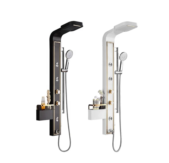 Modern black Rainfall Shower Set Hotel Villa Project Stainless Steel Shower Panel for Bathroom