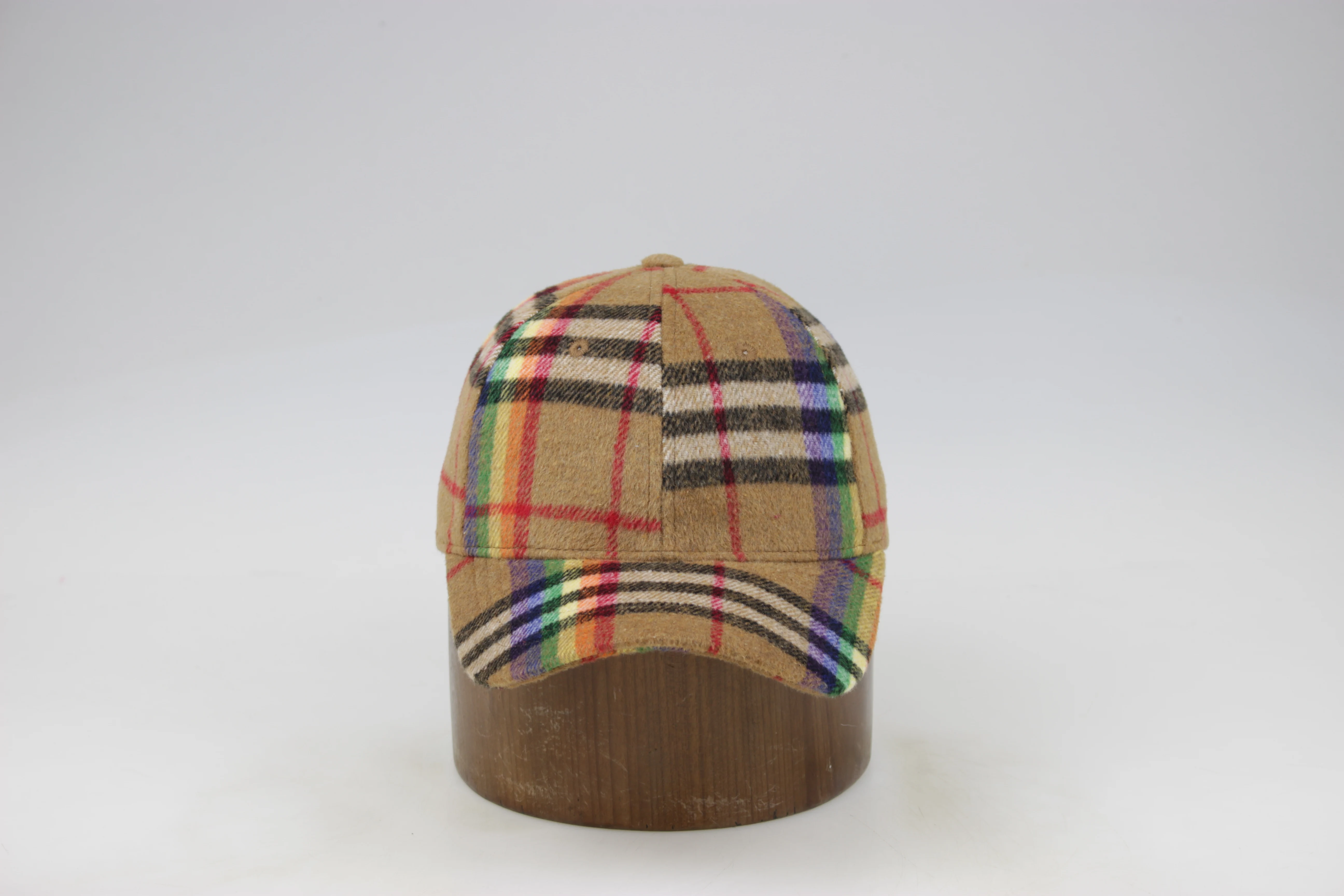 Headwear manufacturer custom logo trendy sumptuous warm winter wool plaid baseball cap stylish snapback hat
