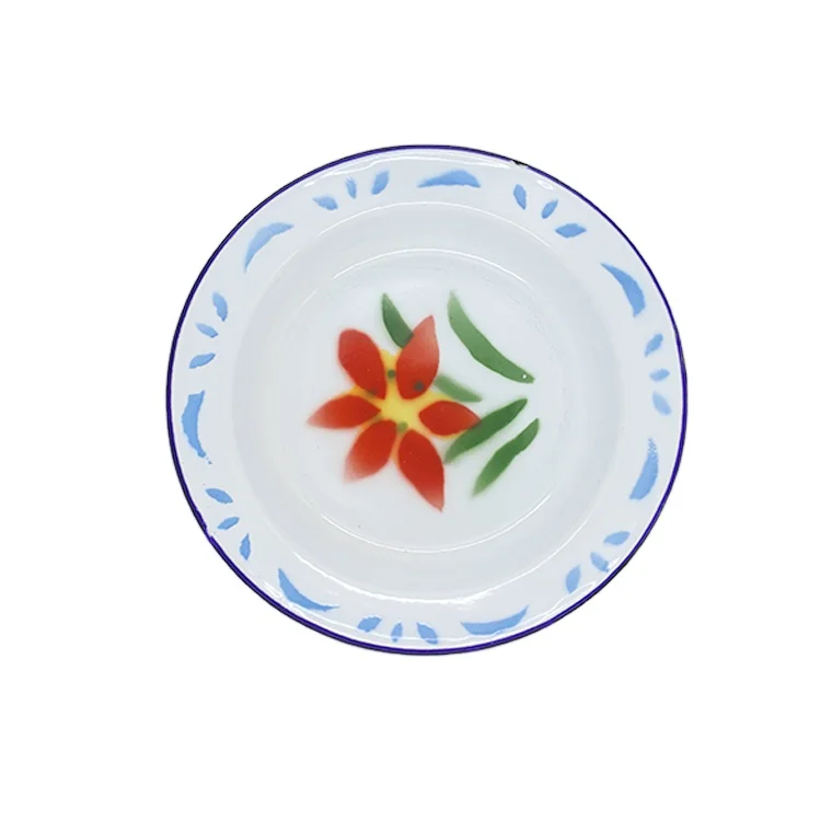 Wholesale enamel plates Hot-selling circular enameled dishes of different sizes