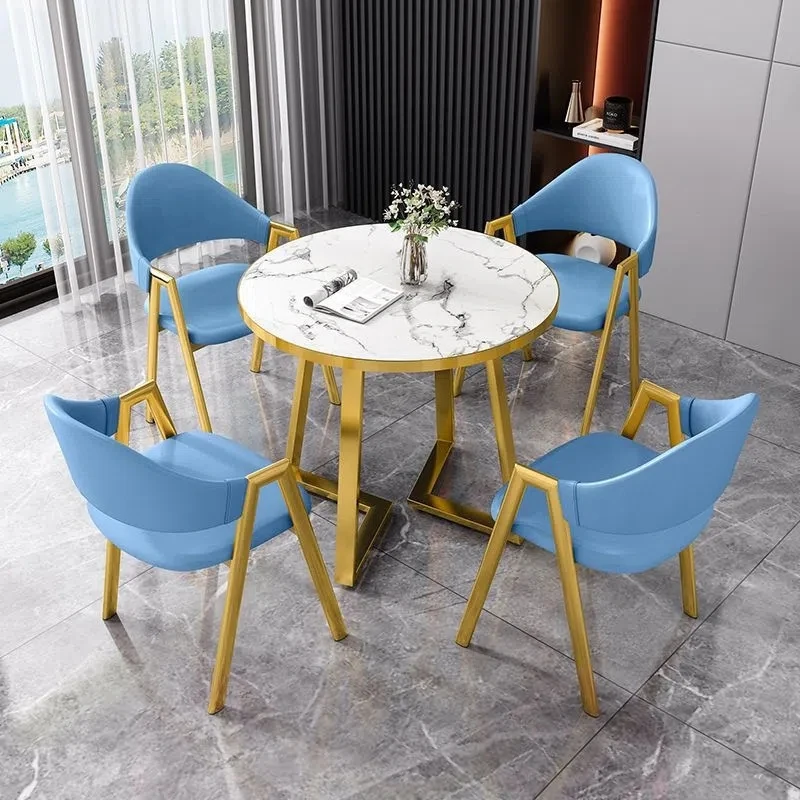Italian slate dining table Nordic light luxury iron table simple modern dining tables and chairs for restaurant