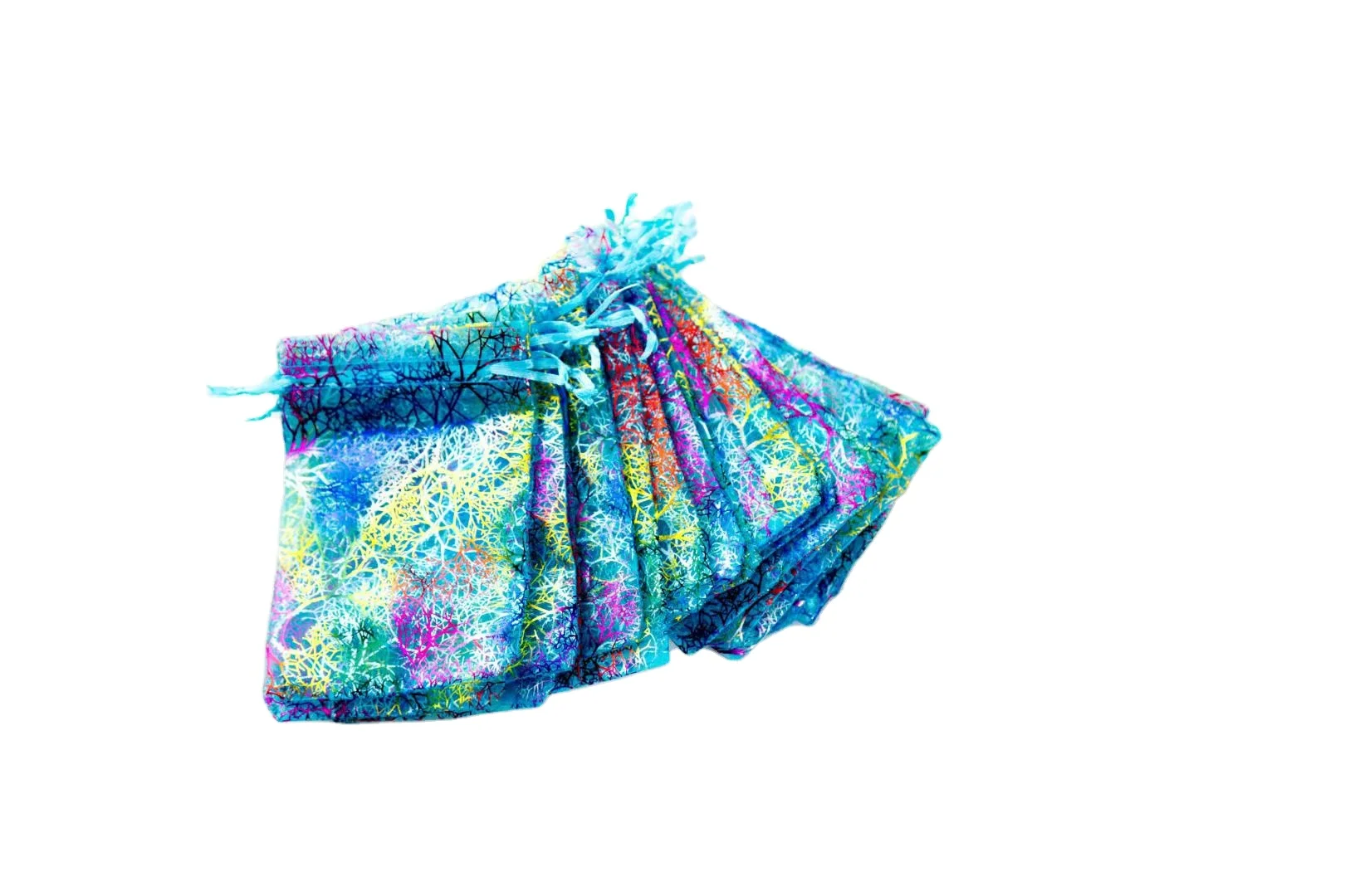 Organza wholesale custom coral colorful 10*15 cm jewelry packaging bags