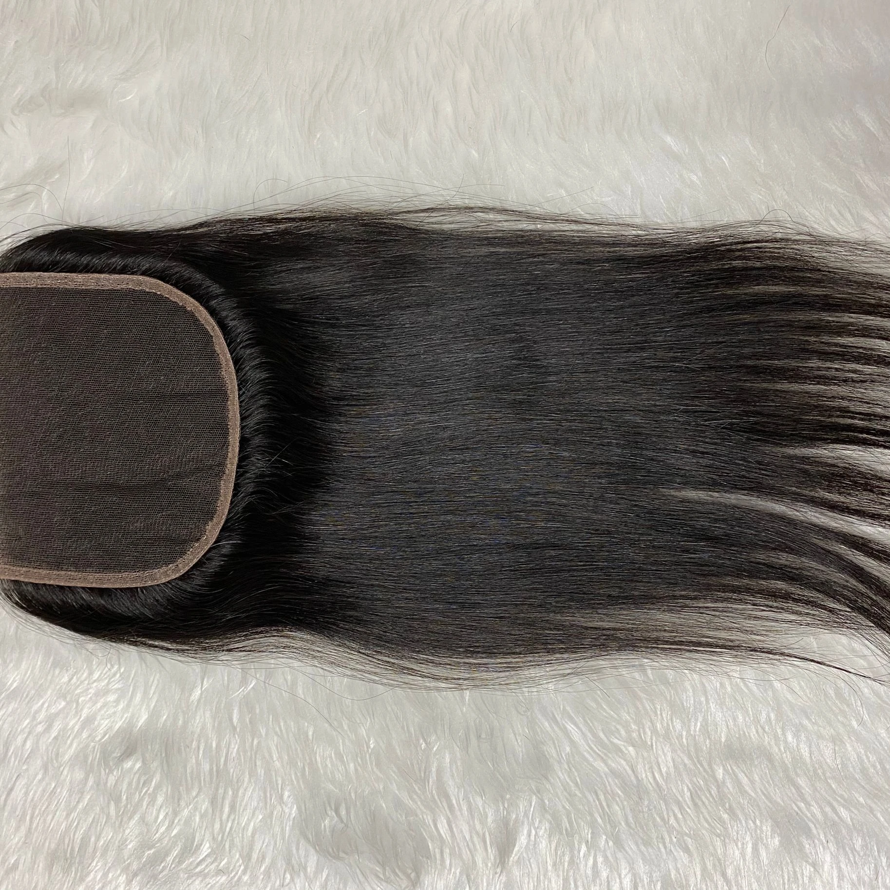 
4x4 HD Thin Skin Transparent Swiss Silk Base Middle Part Three Part Straight Curly Top Lace Closure with Bundles 