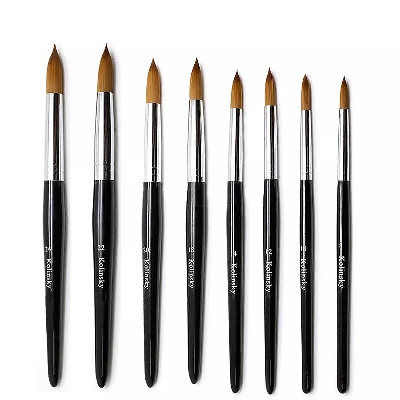 Acrylic Nail Brush 100% Kolinsky Acrylic Brushes wood Oval Crimped Nail Art Powder Brush Manicure Tool
