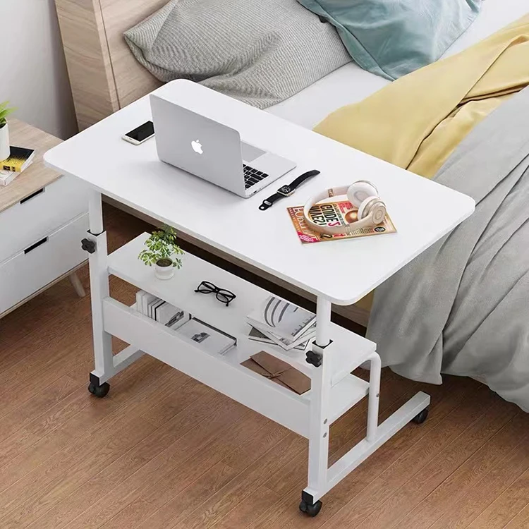 adjustable multifunctional portable bedside executive movable computer pc office laptop desk stand bed side table with wheels