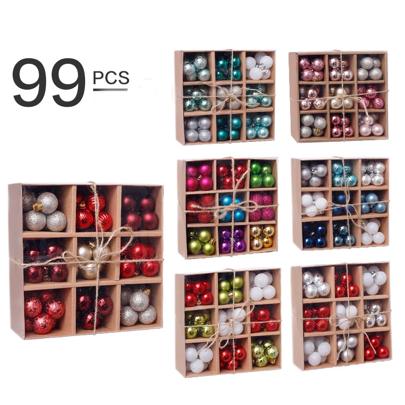 99Pcs/Set Balls Christmas Balls Lights Tree Christmas Ornament Decorations