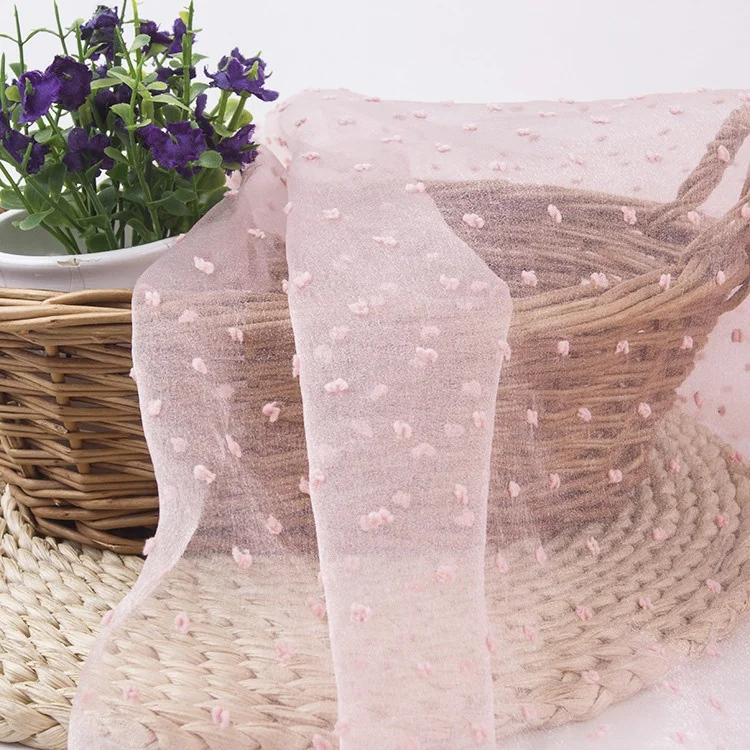 
Sheer Seersucker Dotted Polka Dot Fabric Organza Dots 
