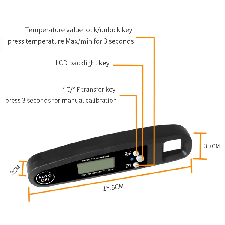 Digital Instant Read Food Thermometer Meat Thermometer With Backlight LCD Display For BBQ Cooking