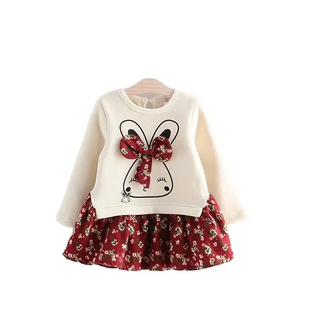 Korean Clothing Wholesale Dress Winter Long Sleeve White Frocks Designs 1-10Years Kids Dresses For Girls Children