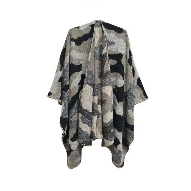 Camouflage Shawl Factory Production Various Style Professional Custom Hot Sale Custom Design Lady Poncho Cape
