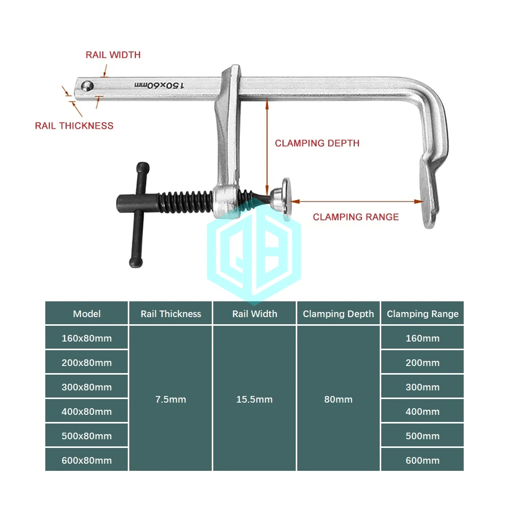 Carpenter Ratchet Type Fixing Clamps Fast 160-600x80mm Heavy Duty Pressing Plate Clamp F Sliding Arm Bar Clamp