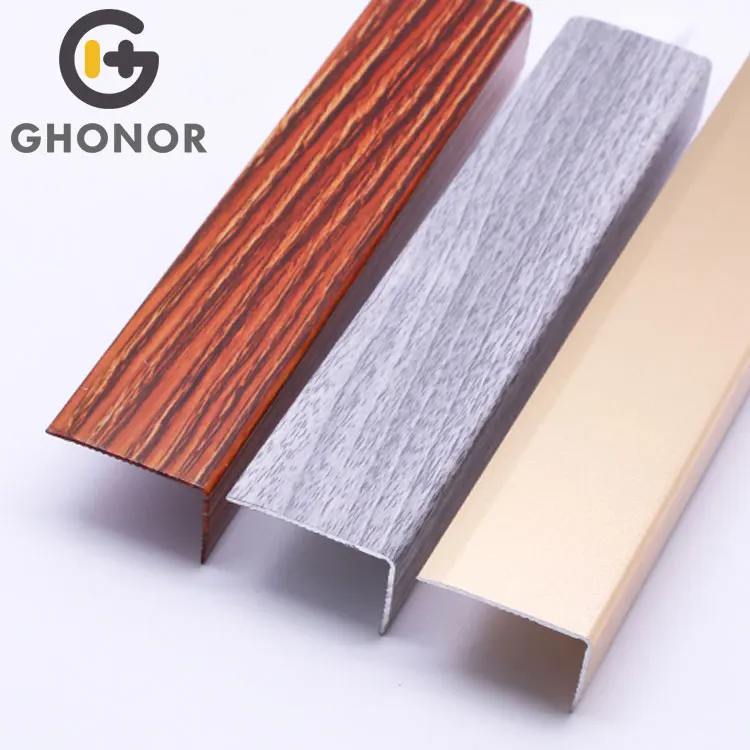 Set Metal Edge Step L Trim Gold Strip Wood Grain Floor Trim Aluminum Threshold Stair Trim Profile
