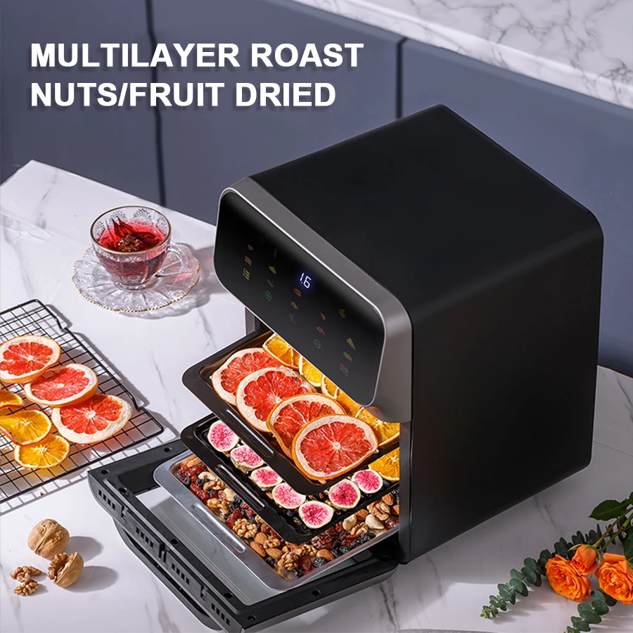 10L XL Home Kitchen Smart Electric Digital Touch Screen Vertical Multi Layer Skewer Pizza Toaster Air Fryer Oven without Oil