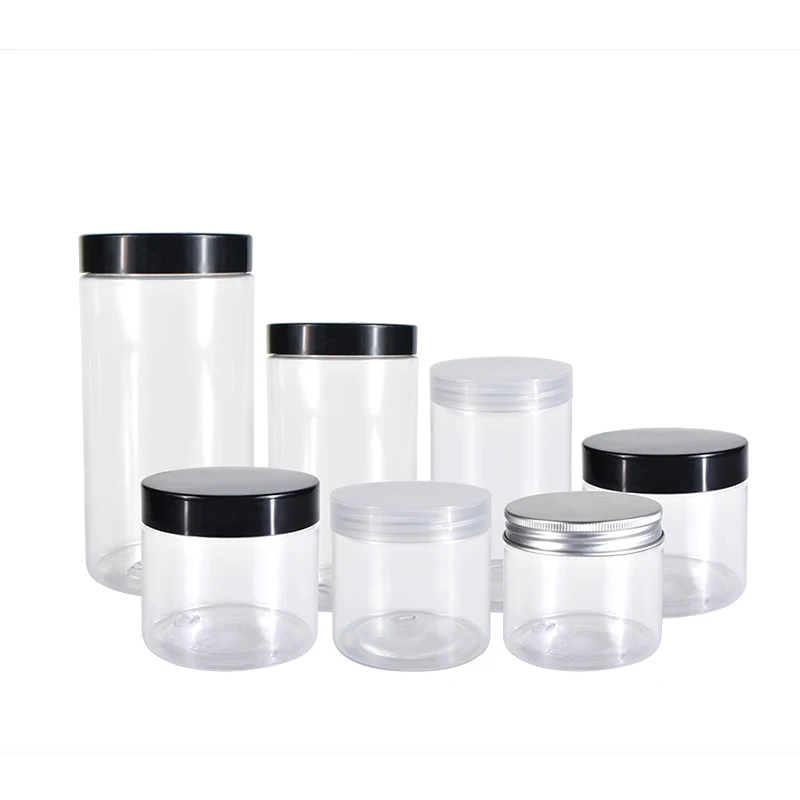 
factory direct sale PET plastic jar with silver top lid for food storage candy 