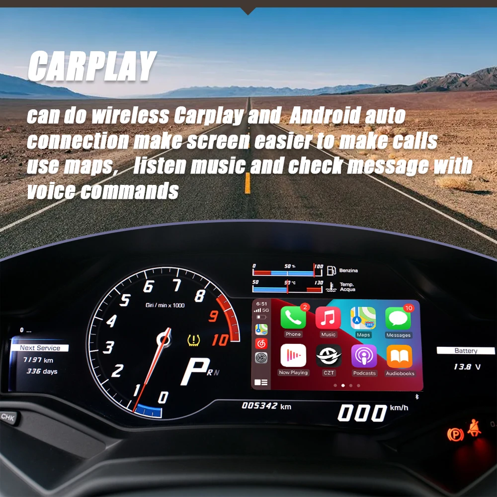Lamborghini Huracan 2012-2019 Car DVD Player with Wireless Carplay Android Auto Mirror Link & AirPlay Radio Functions