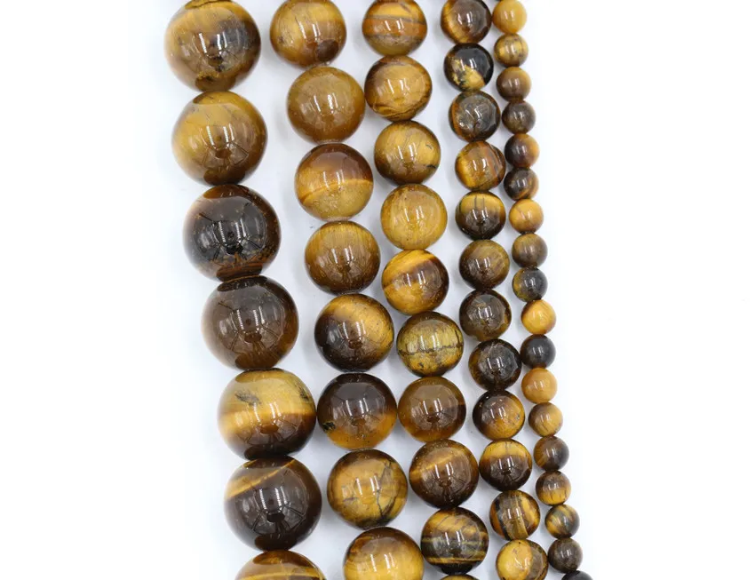 Haosiqi Wholesale High Quality Natural 8mm Brown Tiger Eye  Gemstone Tiger Eye Stone Beads For Jewelry Making