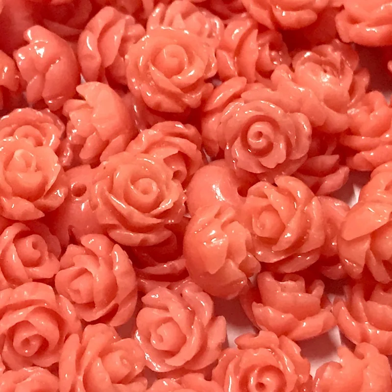 Clearance sale 7mm loose gemstone beads for jewelry accessories,synthetic pink coral carved flower beads
