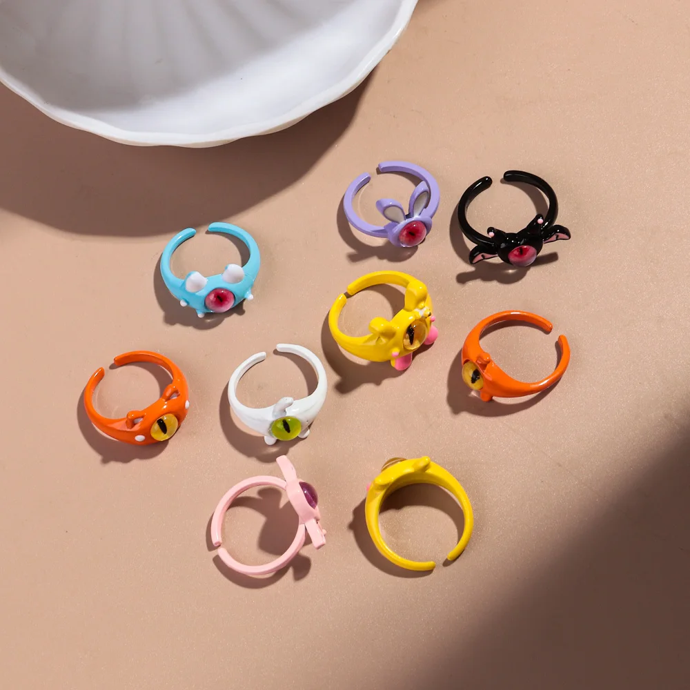 Latest Products Fashion One Glance Cute Little Monster Multi-Color Ring Customized Alloy Rings For Unisex