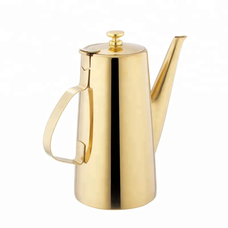 Hot sale long spout golden plated cold water stainless steel kettle  1 buyer