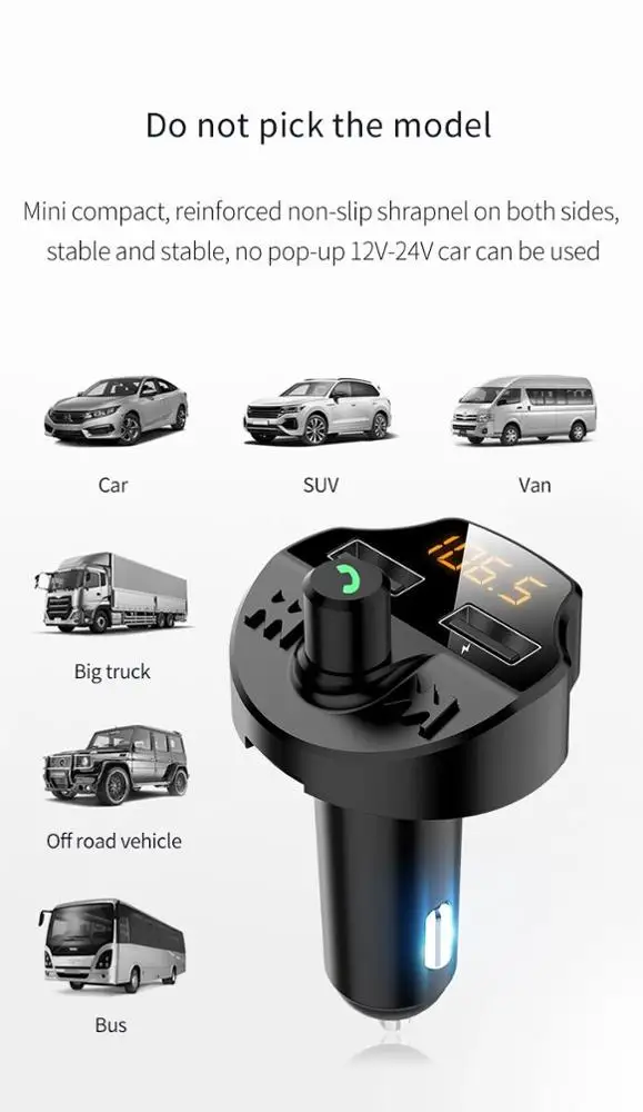 Wireless 2 Usb Port Car Mp3 Player Fm Transmitter For Car