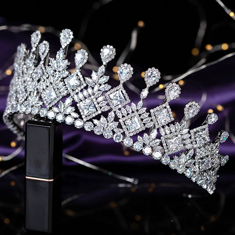 Crown and Tiaras New Gorgeous Women Hair Jewelry Bridal Wedding Hair Accessories Cubic Zircon BC5717 Corona Princes