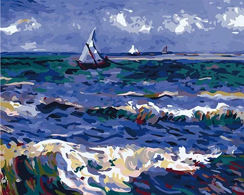 
 Картина по номерам Ван Гога «сделай сам», настенная рамка с изображением морского неба, 50x40 см (20x16 дюймов)  