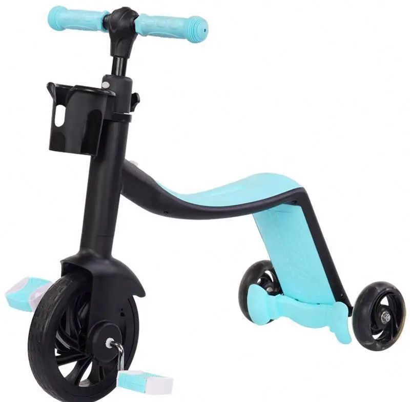 Hot Selling 3 Wheels Mini Child Kick Scooter Ride a Bike 3 in 1 PU Steel Kids Scooter Watch Child Wholesale Toys for Children