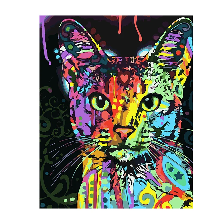 
Home decoration colorful design animal cat oil painting by numbers 