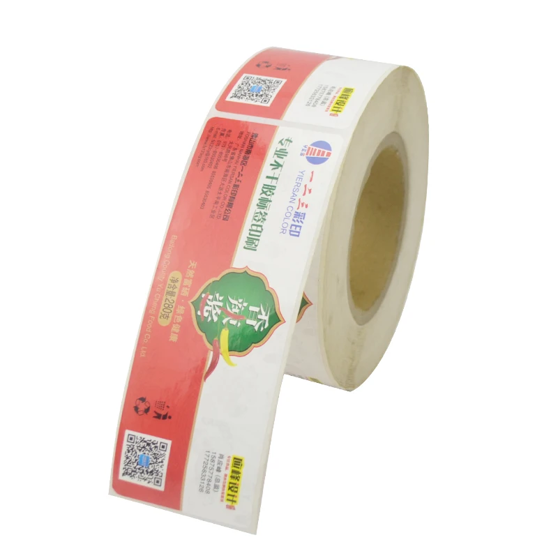 Custom waterproof gloss vinyl self-adhesive label chili sauce Seasoning glass jar packaging stickers