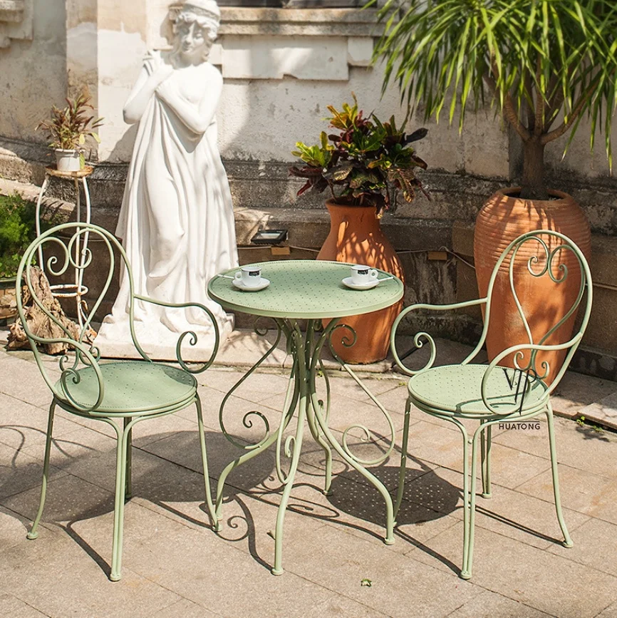 Garden french bistro set 2 chairs terrace set table and chairs metal outdoor furniture