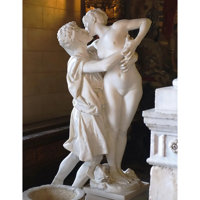 High-end Western Figure Hand Carved Natural Stone Man Statue Naked Male Greek Marble Statue For Sale