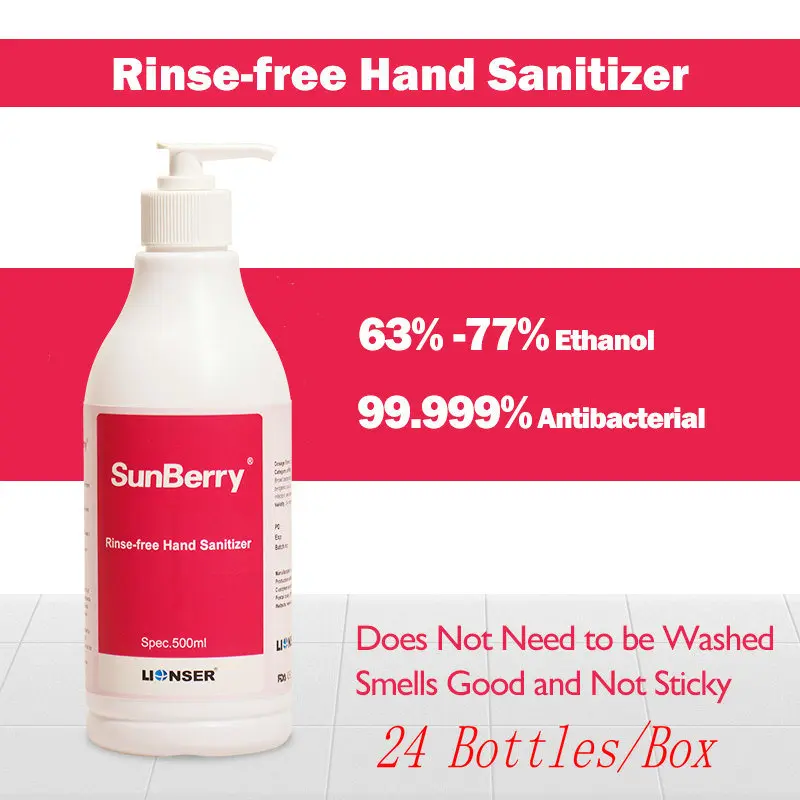 LIONSER Alcohol OEM 500ml 1000ml Liquid Hand Sanitizer Gel Antibacterial Rinse-Free 75% Alcohol Ethanol Hand