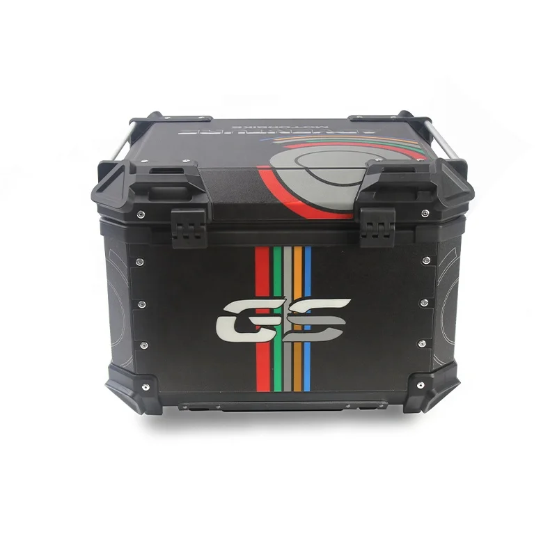 55L Motor Tail Box Aluminum Alloy Plate E-bike Motorcycle GS ADVENTURE Printing White Sticker Top Box Helmet Case Tail Box