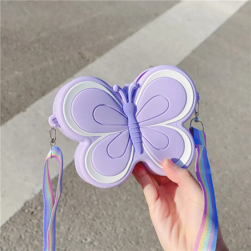 New Designer Fashion Cartoon Girls butterfly shape shoulder bags  Crossbody Bags Kids Mini wallet coin purse