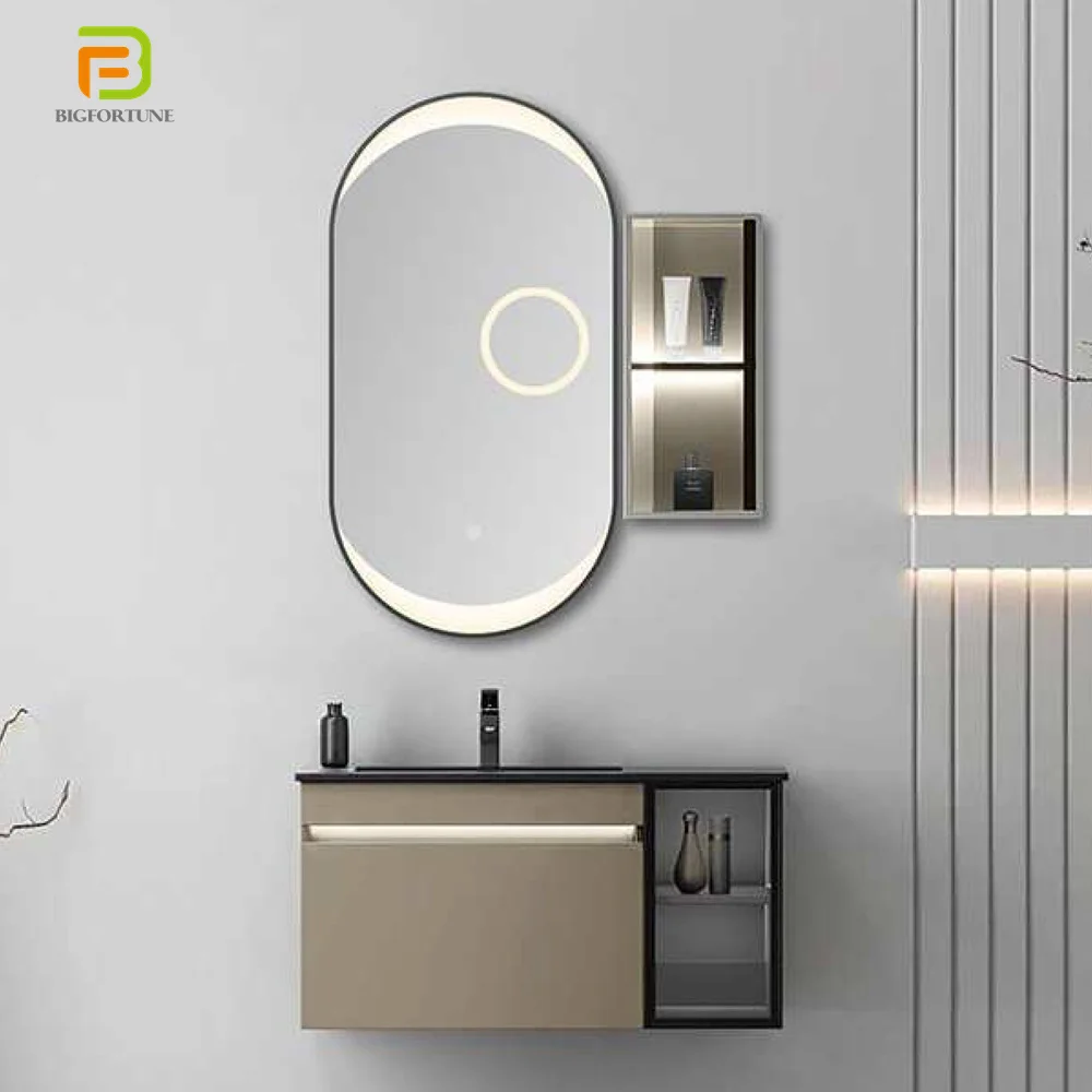 Factory Furniture Wall Mounted Plywood Bathroom Cabinet Modern Floating Bathroom Vanity Set With Mirror
