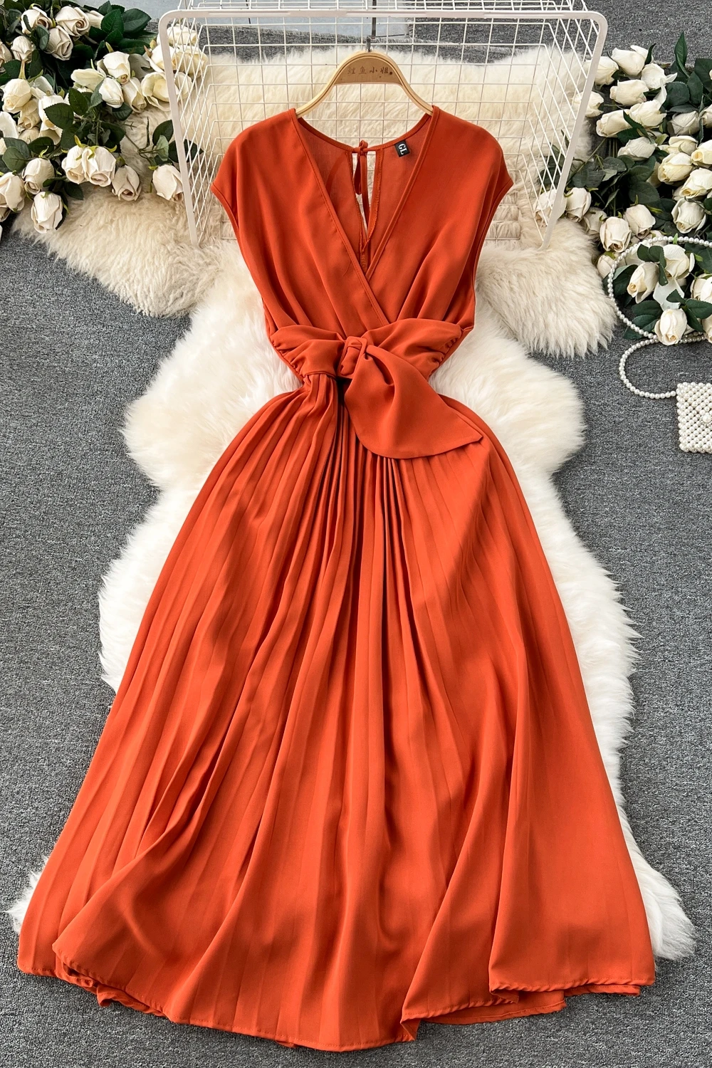 Summer Elegant V-Neck Tunic Slim Pleated Dress For Women Lace Dresses Ladies Elegant Dresses Clothes Women