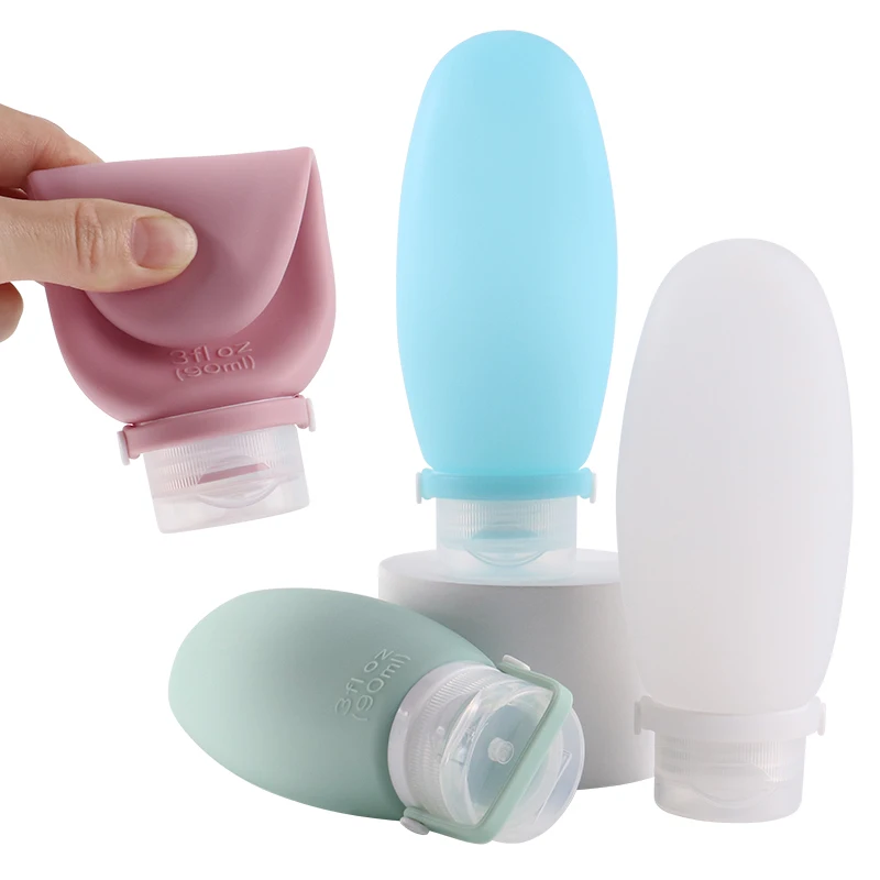 TSA Approved 90ml 3oz Reusable Silicone Travel Bottle Leakproof Portable Cosmetic Container for Travel Lotion Airplane Accessory
