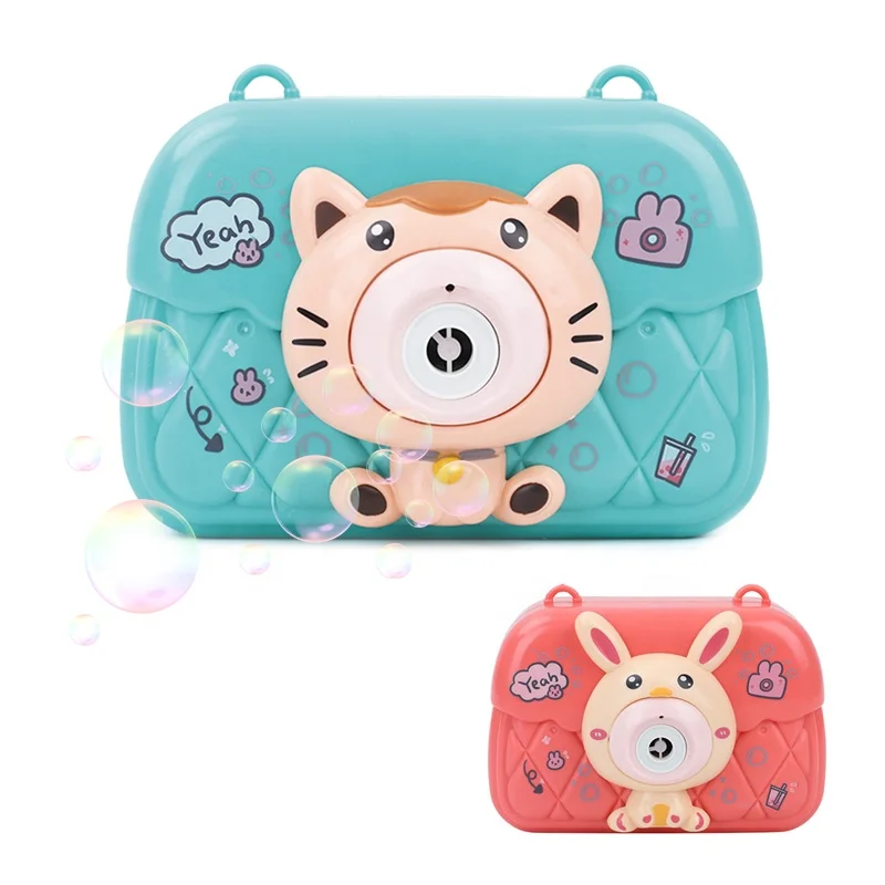 Kids bubble camera summer toys cartoon camera bubble machine toy with light and music