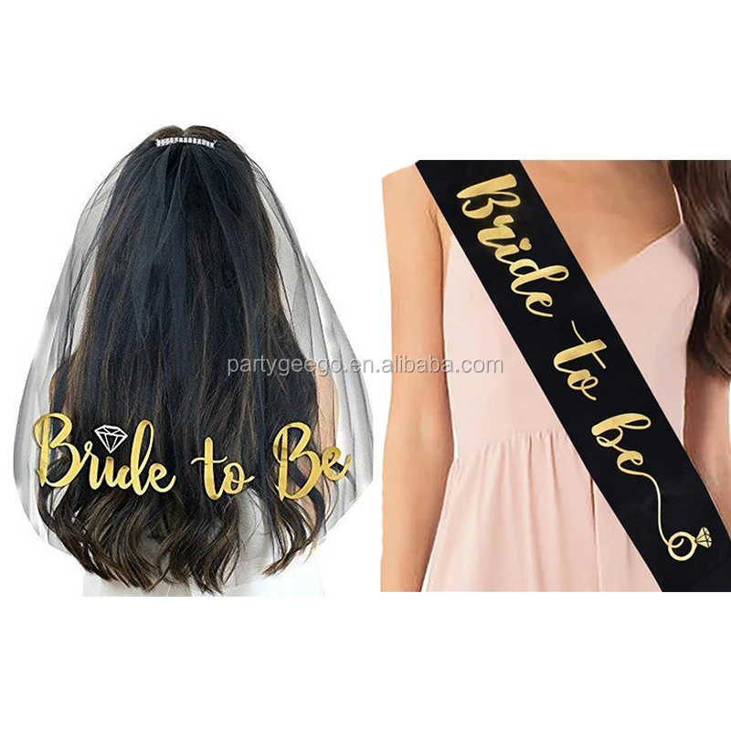 Factory Wholesale  Bride To Be Sash Bride Veil Set Party Supplies