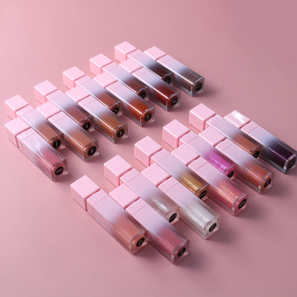 
Lipstick Square pink tube liquid matte wholesale Cosmetic makeup girl lip gloss base customized logo waterproof glitter lipstick 