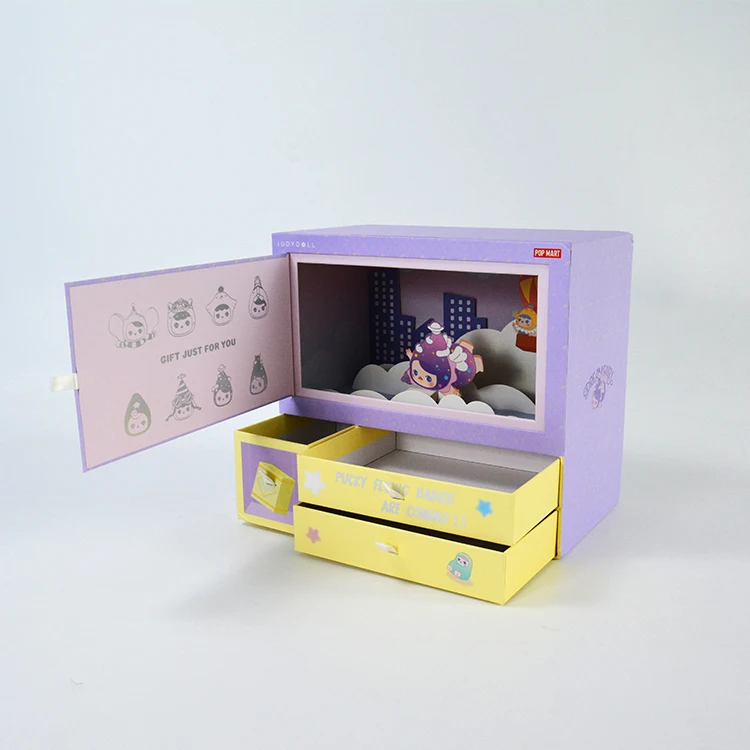 guangzhou manufacturer affordable price OEM customized logo and design purple color recyclably baby gift box for doll