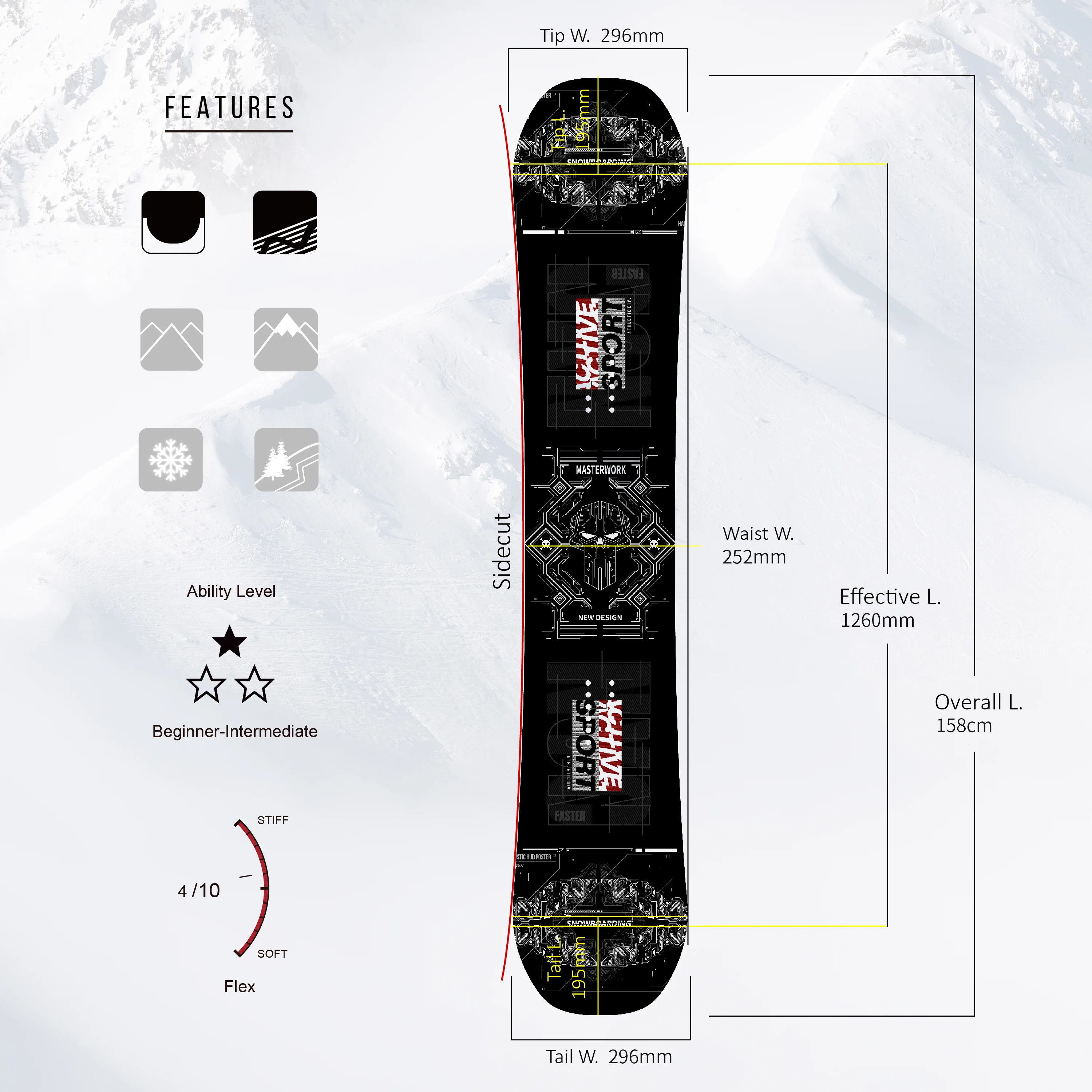 new season sandwich construction freestyle 158 snowboard da uomo tavola