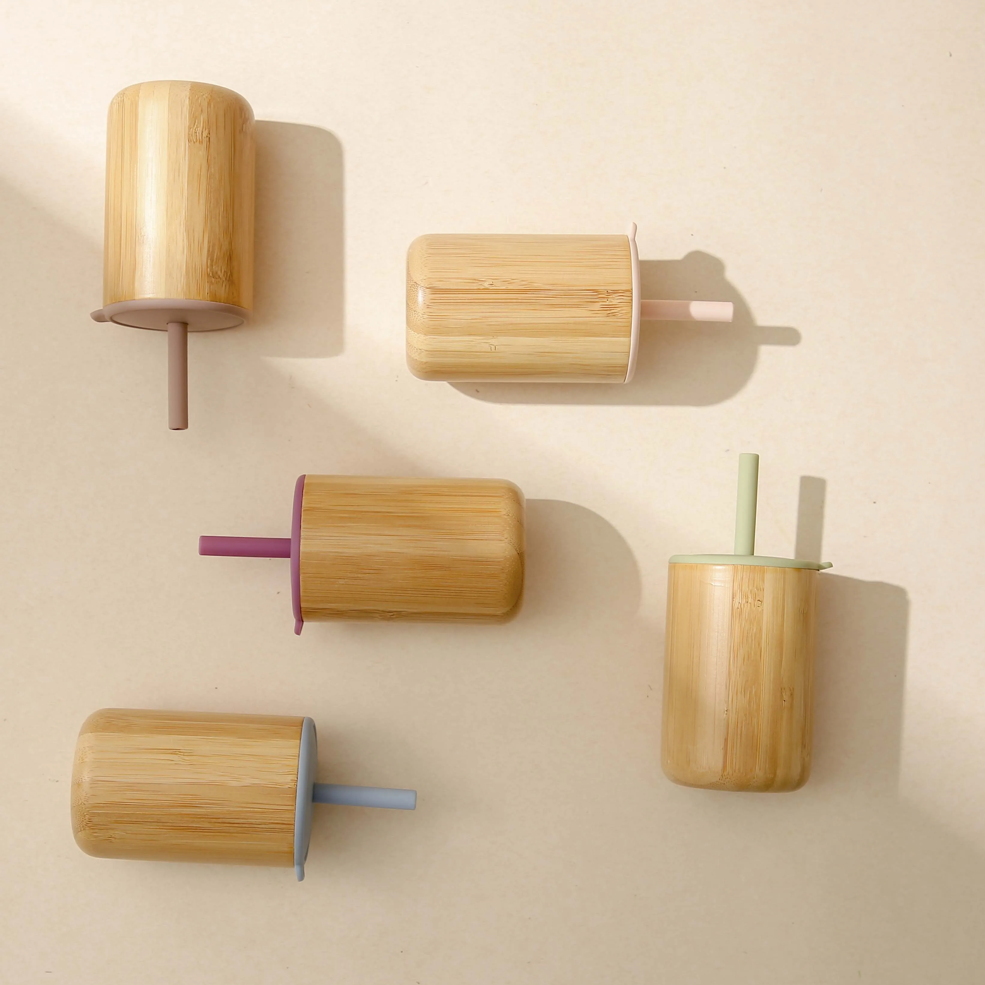 New Food Grade Silicone Straw And Natural Bamboo Perfect Combination Bamboo Cup Kids Cup With Lid