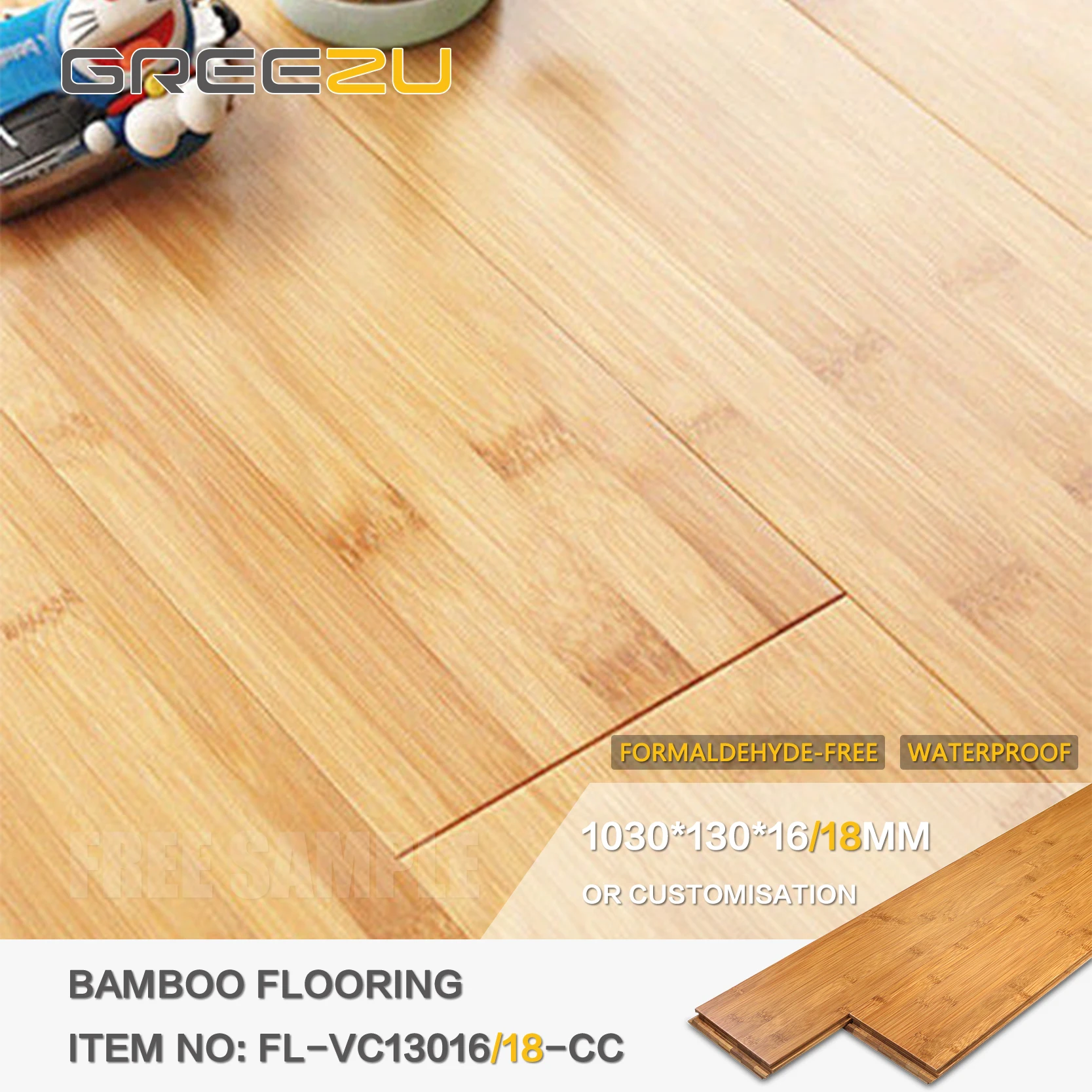 12/15/17mm Thick Traditional Style Indoor Bamboo Wood Floor Interlocking Parquet Flooring for Living Room Float Installation