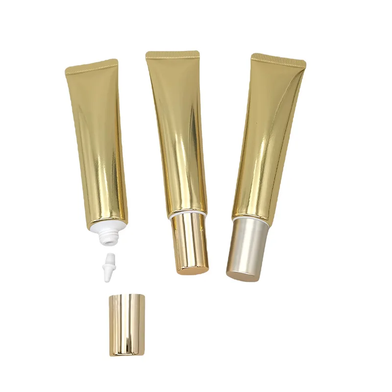 30ml Luxury Gold Aluminum Plastic Tubes With Acrylic Screw Cap For Skin Care Face Eye Cream Shampoo Cleanser Mask Cosmetics