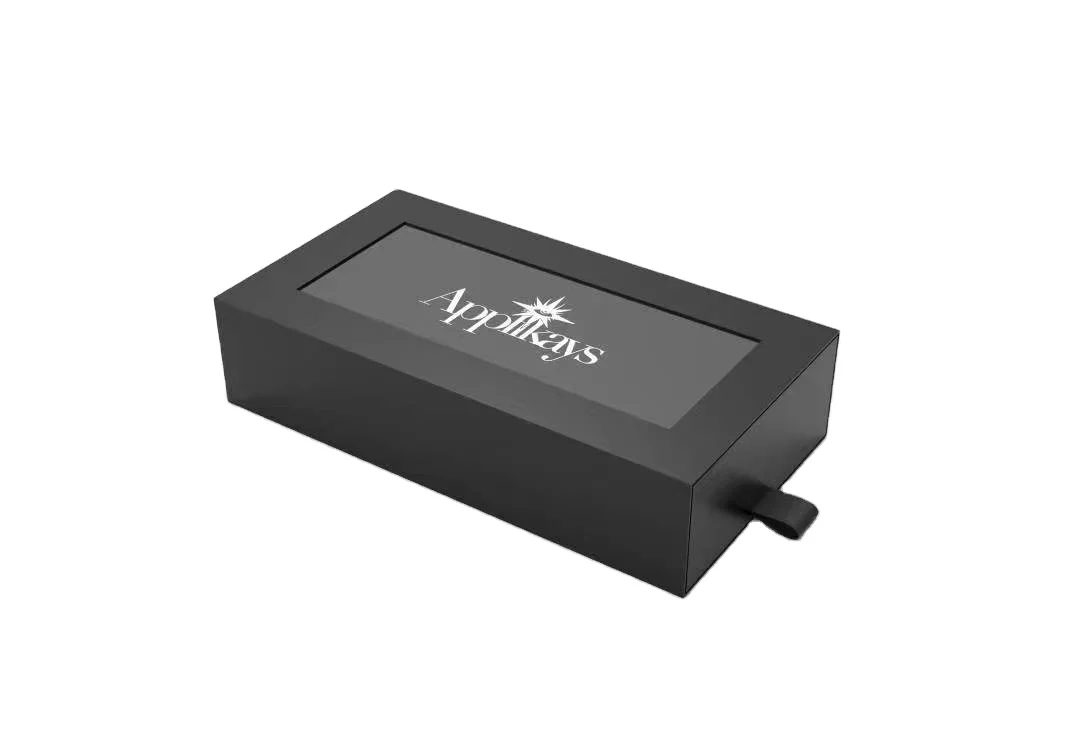 Custom design paper cardboard packaging box of dress paper drawer sliding boxes with clear window for socks underwear