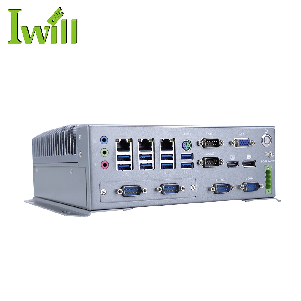 Iwill  Fanless vPro industrial computer ipc IBOX708C industrial pc i3 gen3 with 3LAN 6COM Dual 4G LTE Support RS422/RS485