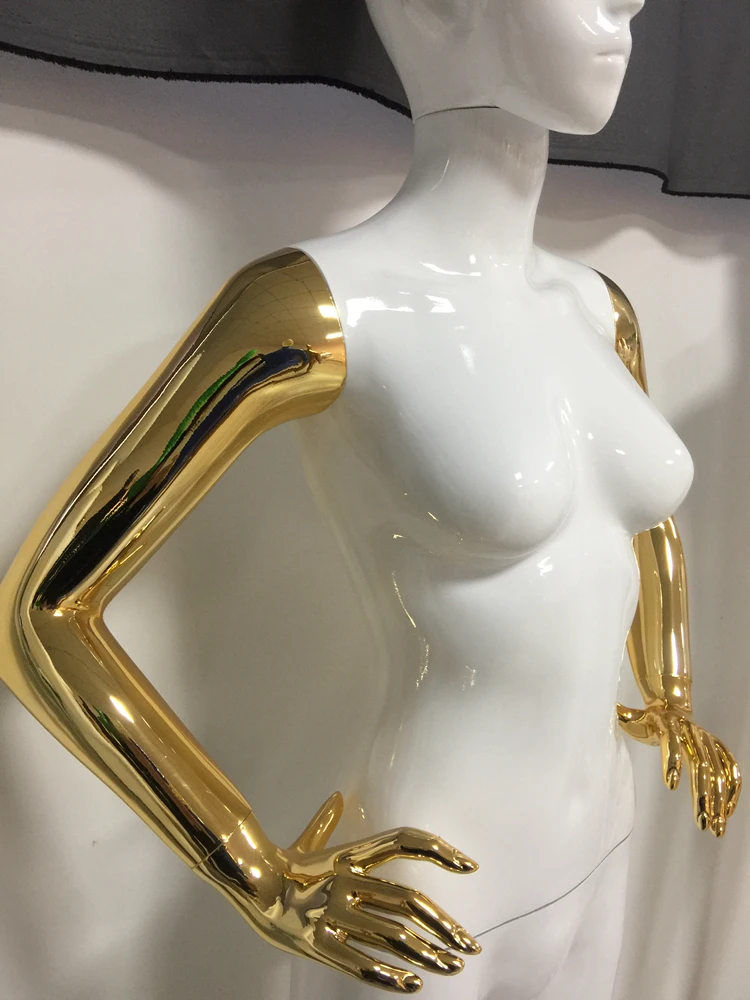 Factory Hot Sale Shop Gold Head White Chrome Mannequins For Sexy Mature Female Dummy